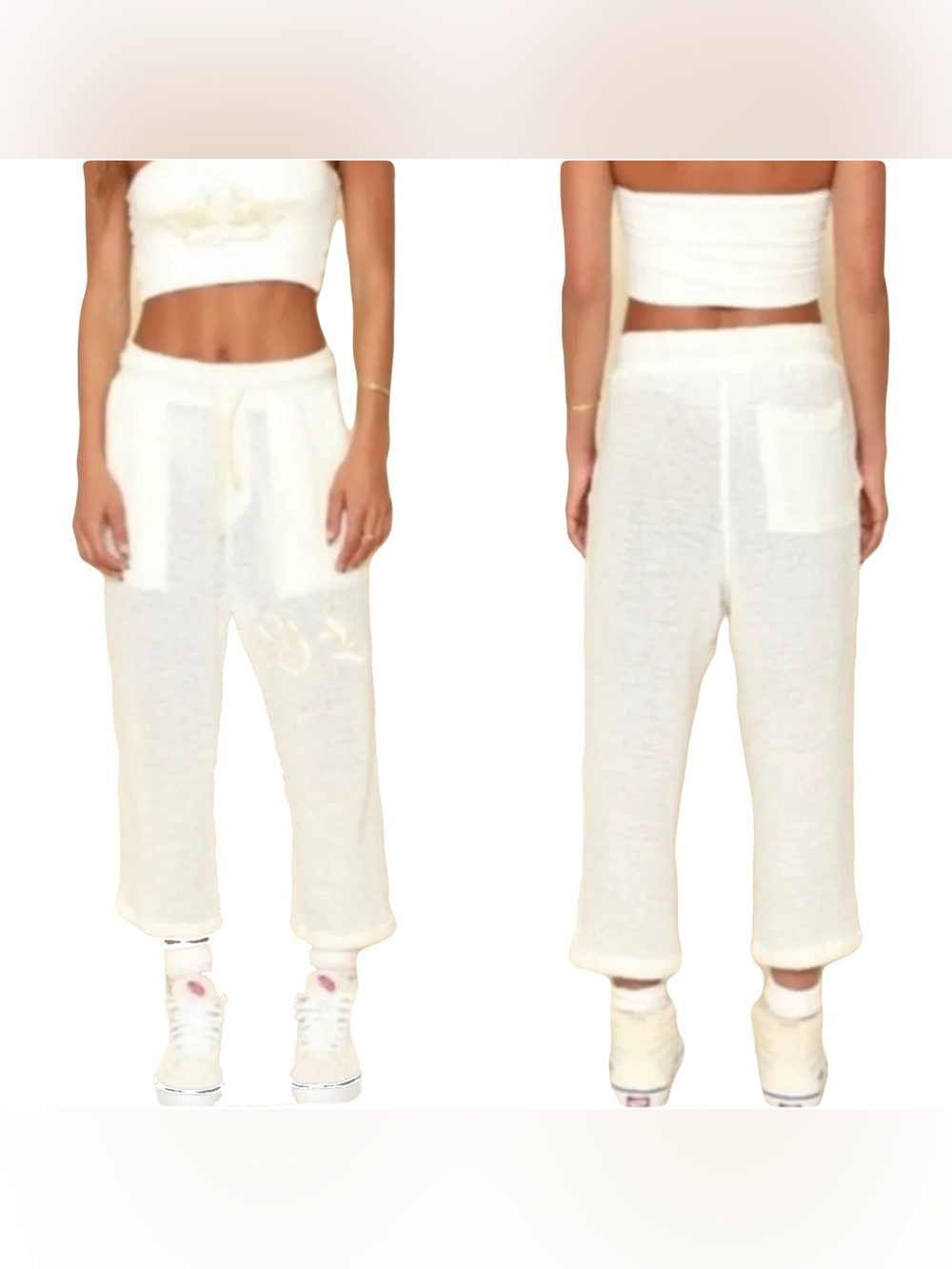 Boys Lie NWT Off-White Baseball Pants Small Sheer Cotton Embroidered Made In LA